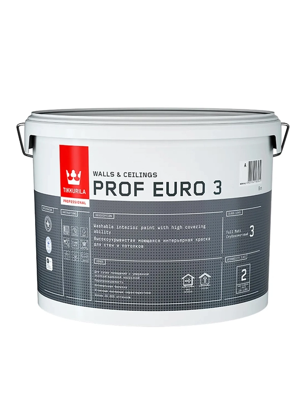 Краска интерьерная Prof Euro 3  TIKKURILA 9 л бесцветная (база С)