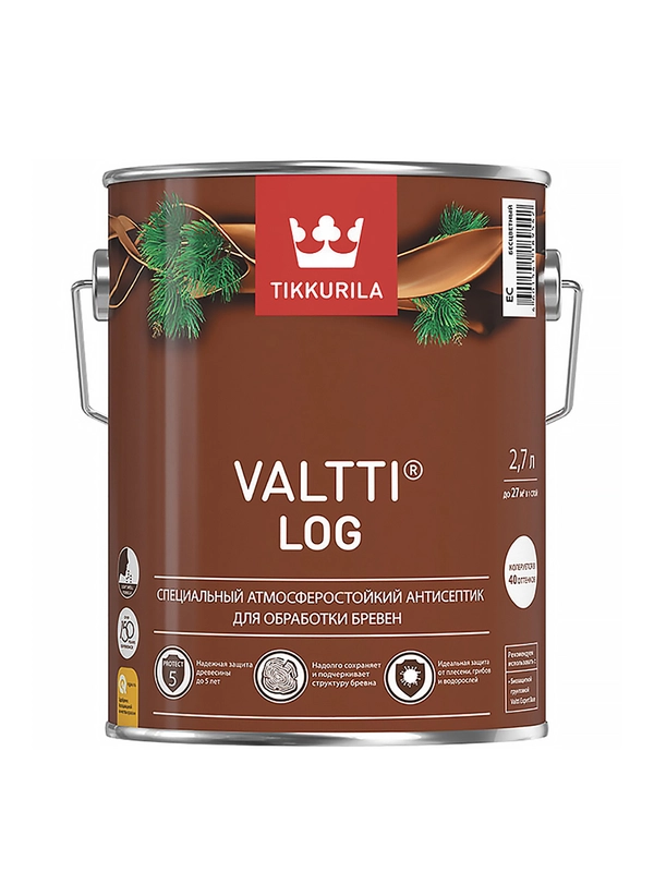 Декоративный антисептик для дерева Valtti Log EC (Валтти Лог) TIKKURILA 2,7л бесцветный