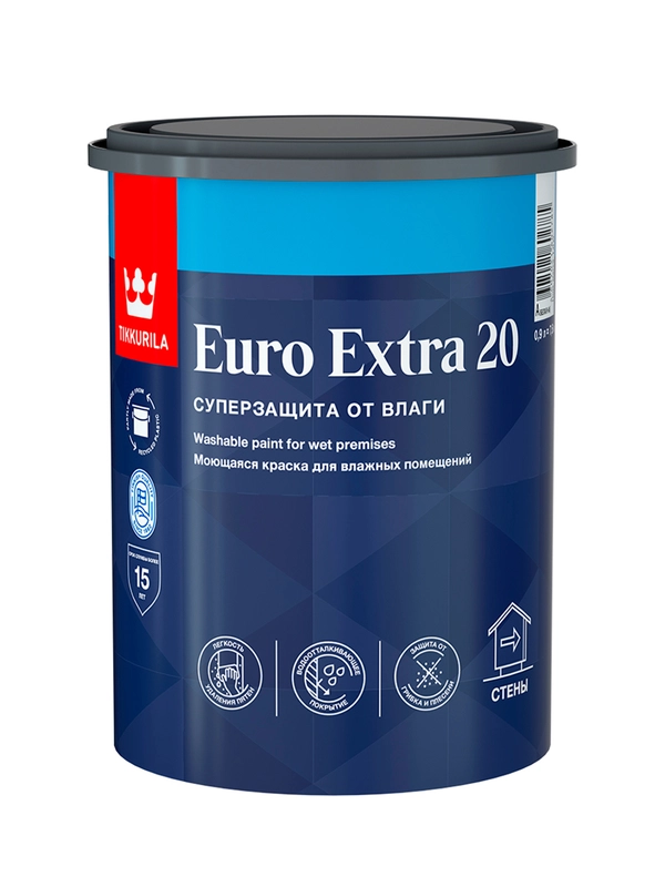 Краска Euro Extra-20 (Евро-20) TIKKURILA 0,9л бесцветный (база С)