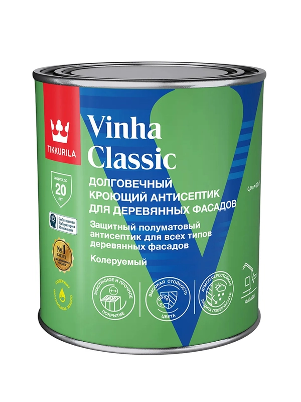 Антисептик для деревянных фасадов Tikkurila Vinha Classic, полуматовый, , 0,9 л