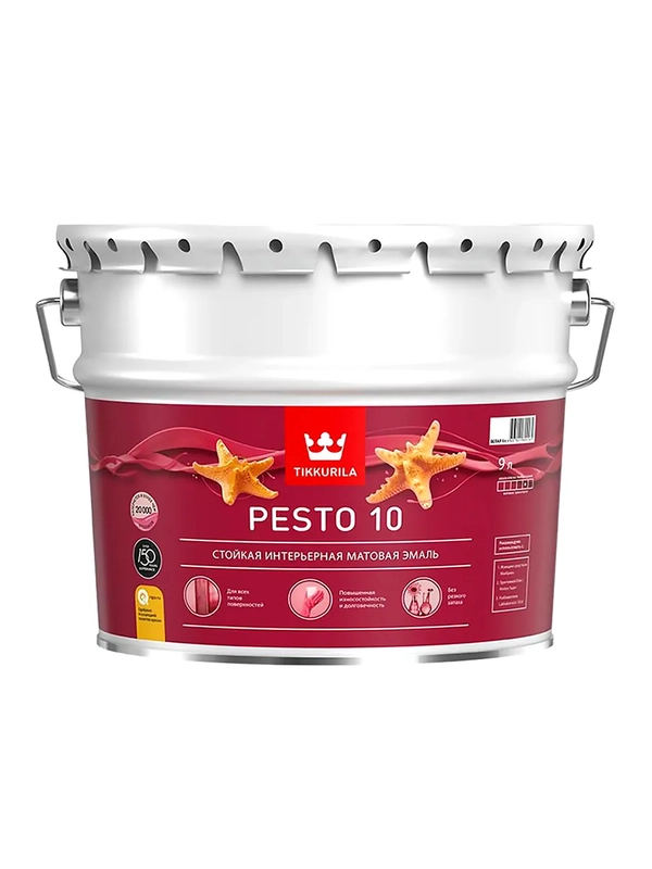 Эмаль алкидная стойкая полуматовая Pesto 30 (Песто 30) TIKKURILA 9 л бесцветная (база С)