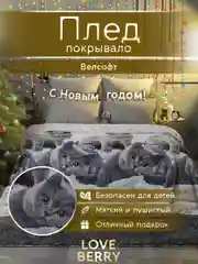 Серый плед покрывало для кровати из велсофта