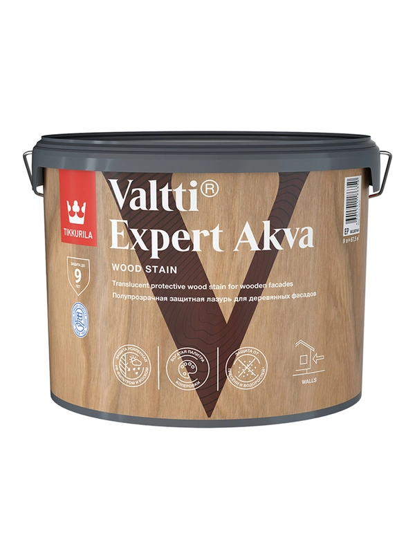 Декоративный антисептик Valtti Expert Akva (Валтти Эксперт Аква) TIKKURILA 9л бесцветный