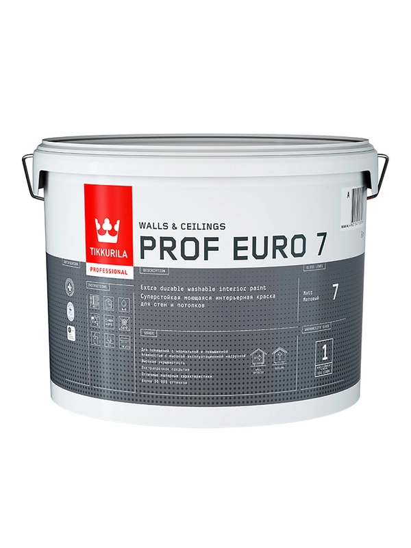 Краска интерьерная Prof Euro 7  TIKKURILA 9 л бесцветная (база С)