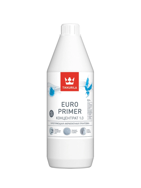 Грунтовка глубокого проникновения концентрат 1:3 Tikkurila Euro Primer, 0,9 л
