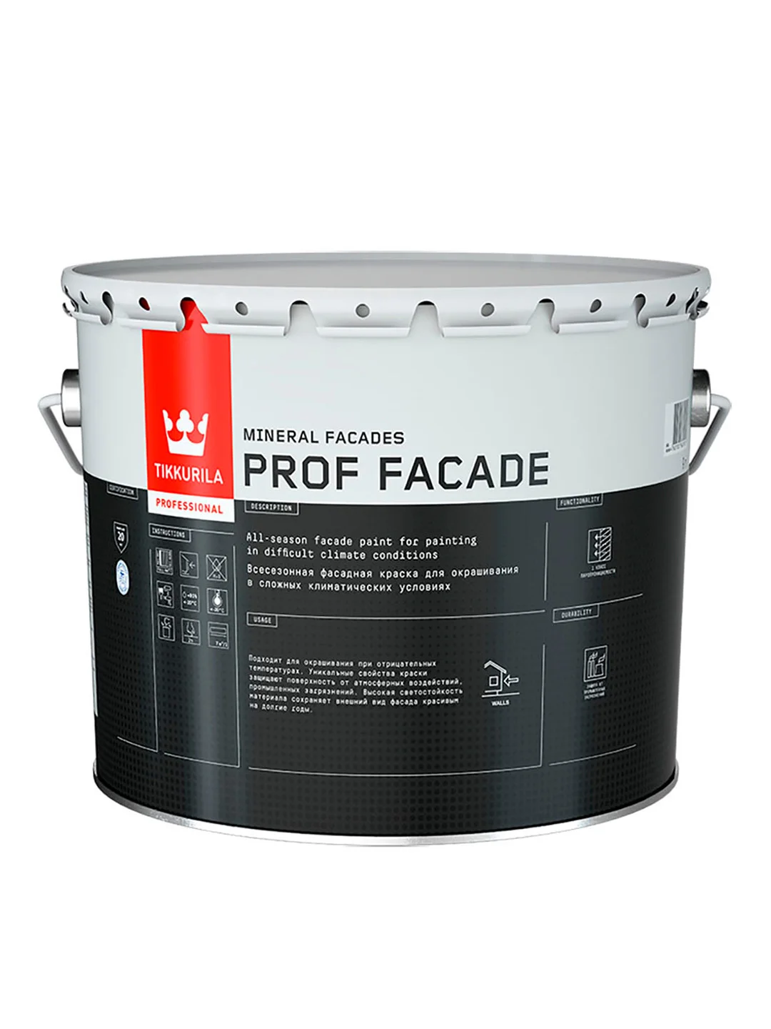 Краска фасадная органоразбавляемая Prof Facade (Фасад) TIKKURILA 9л бесцветный (база КC)