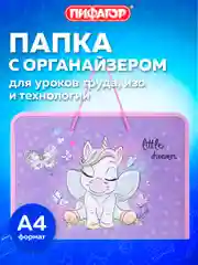 Папка А4 для труда на молнии с ручкой, 1 отделение, Sweet Dreamer, Пифагор, 271471