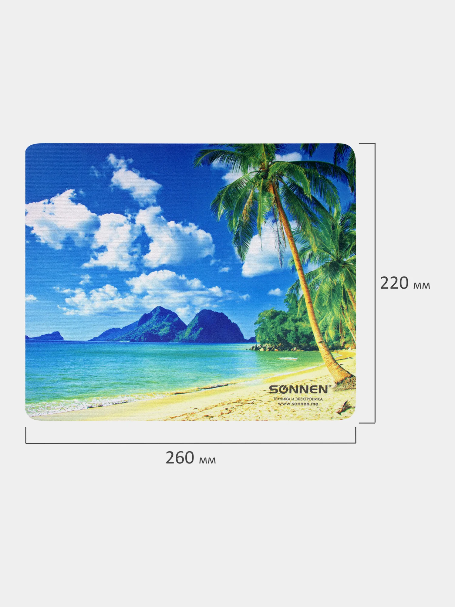 Коврик для мыши Sonnen Beach, резина + ткань, 260 х 220 х 3 мм, 513294