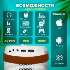 Белый портативный проектор Lingbo T8 Max, с портом, HDMI, Wi-Fi, Full HD, Android TV