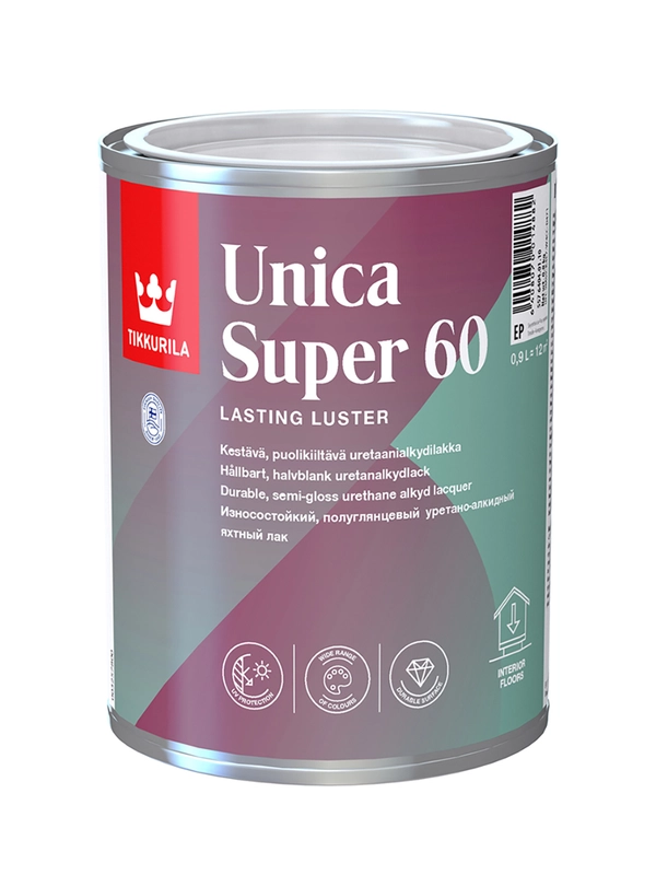 Лак уретано-алкидный полуглянцевый Unica Super 60 TIKKURILA 0,9 л (база EP)