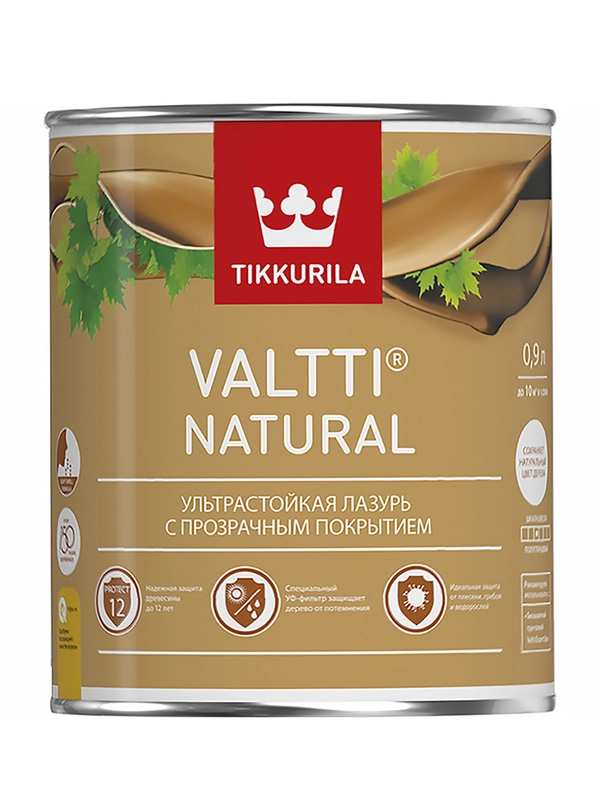 Ультрастойкая лазурь Valtti Natural (Валтти Нэйчурал) TIKKURILA 0,9л бесцветный