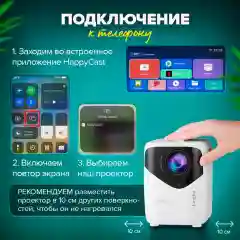 Белый портативный проектор Lingbo T8 Max, с портом, HDMI, Wi-Fi, Full HD, Android TV