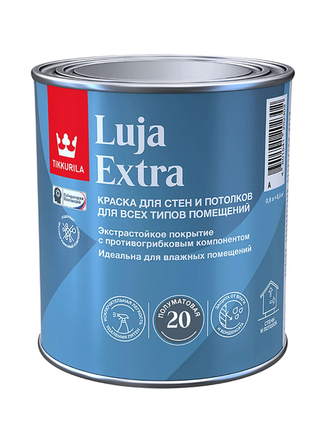 Краска для стен и потолков, Tikkurila Luja Extra, полуматовая, база С, бесцветная, 0,9 л