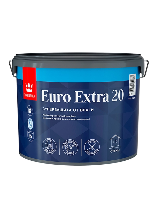Краска Euro Extra-20 (Евро-20) TIKKURILA 9л бесцветный (база С)