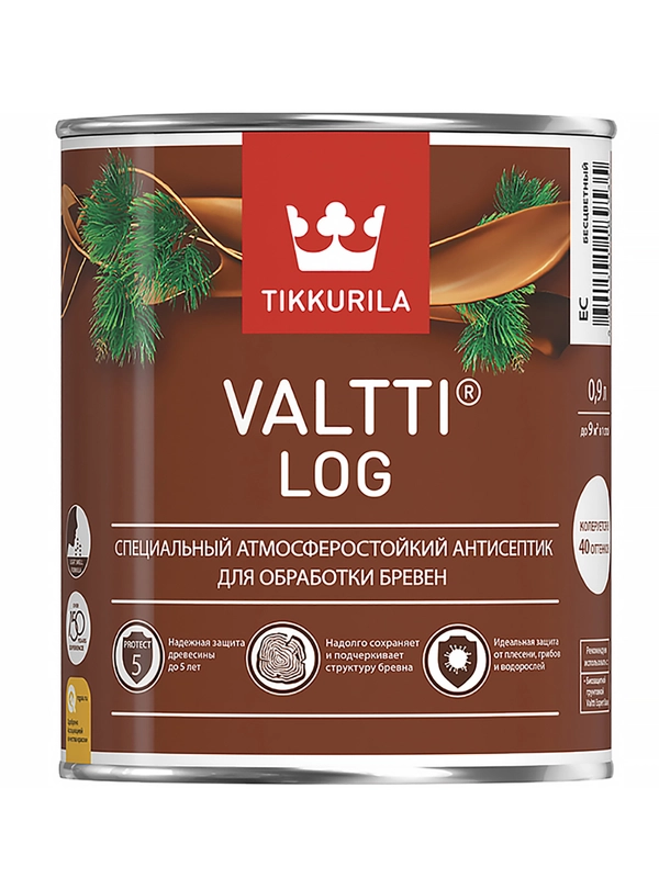 Декоративный антисептик для дерева Valtti Log EC (Валтти Лог) TIKKURILA 0,9л бесцветный