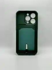 Лесной зеленый чехол с гербом для iPhone 11, 12, 14 Pro,14 Pro Max,15 Pro, 15 Pro Max c карманом для карт