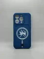 Синий чехол с гербом для iPhone 11, 12, 14 Pro,14 Pro Max,15 Pro, 15 Pro Max c карманом для карт