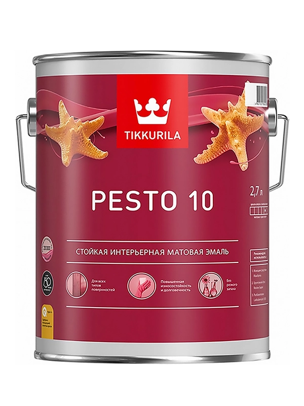 Эмаль алкидная стойкая матовая Pesto 10 (Песто 10) TIKKURILA 2,7 л бесцветная (база С)