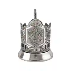 Подстаканник Кольчугинский мельхиор "Герб РФ" никелированный