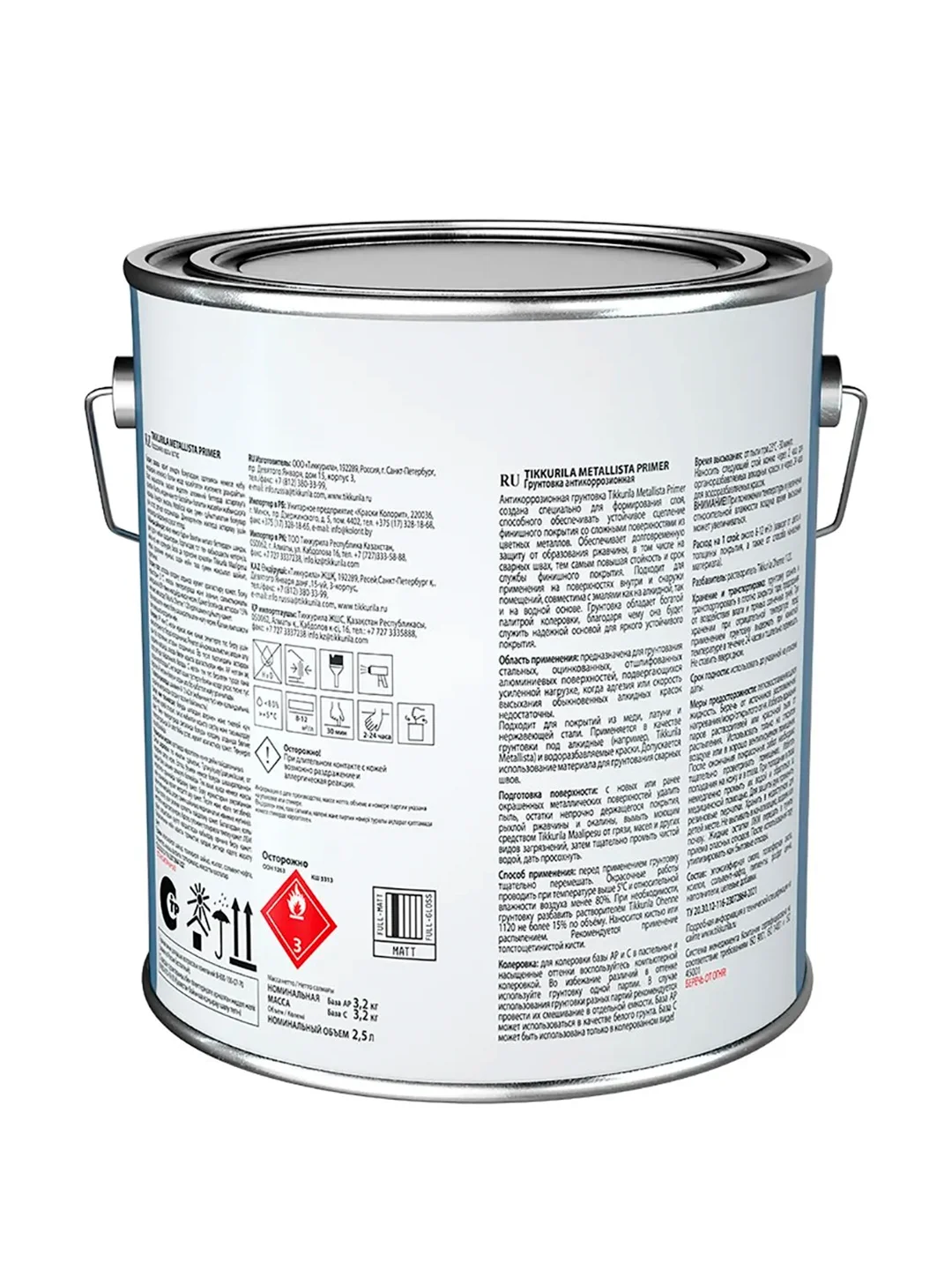 Грунтовка антикоррозийная Metallista Primer TIKKURILA, 2,5 л, бесцветная, база С