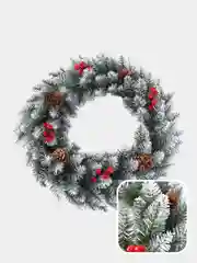 Лесной зеленый венок новогодний, рождественский, новогодний декор, новогоднее украшение