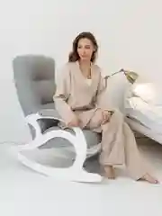 Серый кресло качалка взрослое с подножкой Glider, 2 цвета