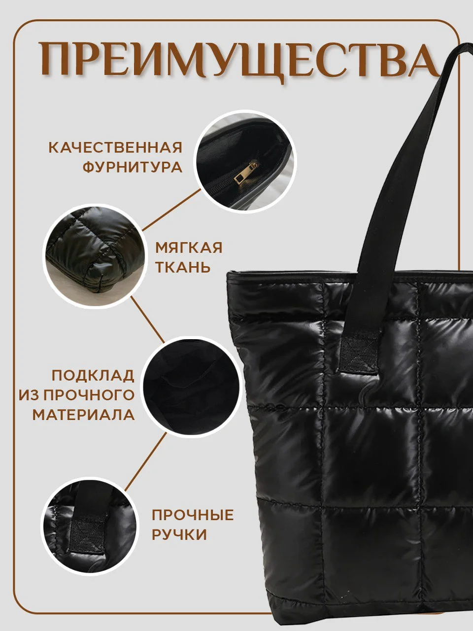 Сумка, сумка-шоппер, шоппер на молнии