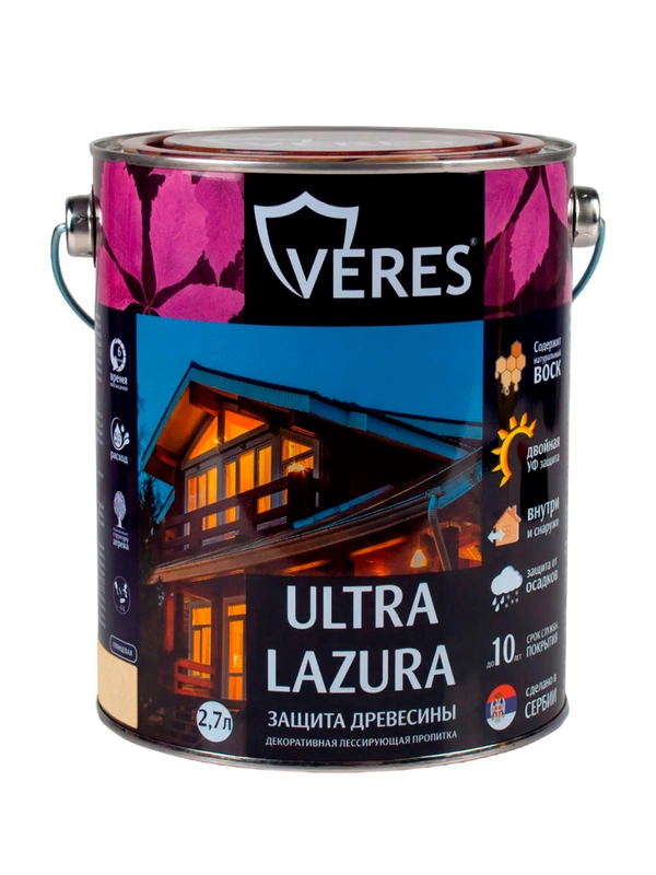 Декоративная пропитка для дерева Veres Classic Lazura №3, матовая, 0,9 л, тик