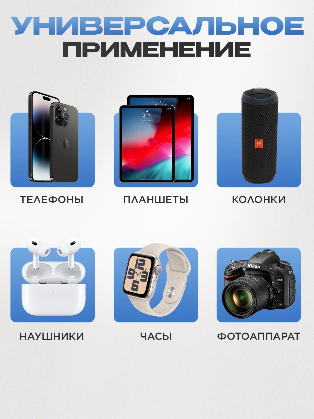 PowerBank со встроенными кабелями, Lightning, Type-C, Micro usb, 30000 mAh