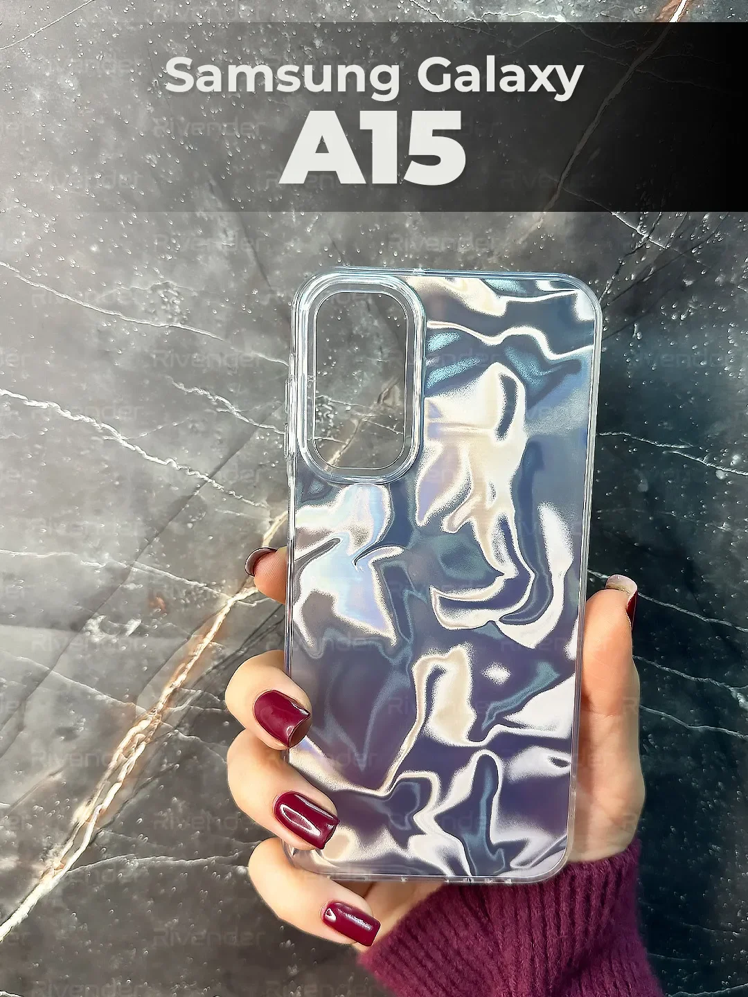 Серый меланж чехол для Samsung Galaxy A15 (Самсунг Галакси А15), переливающийся, с градиентом