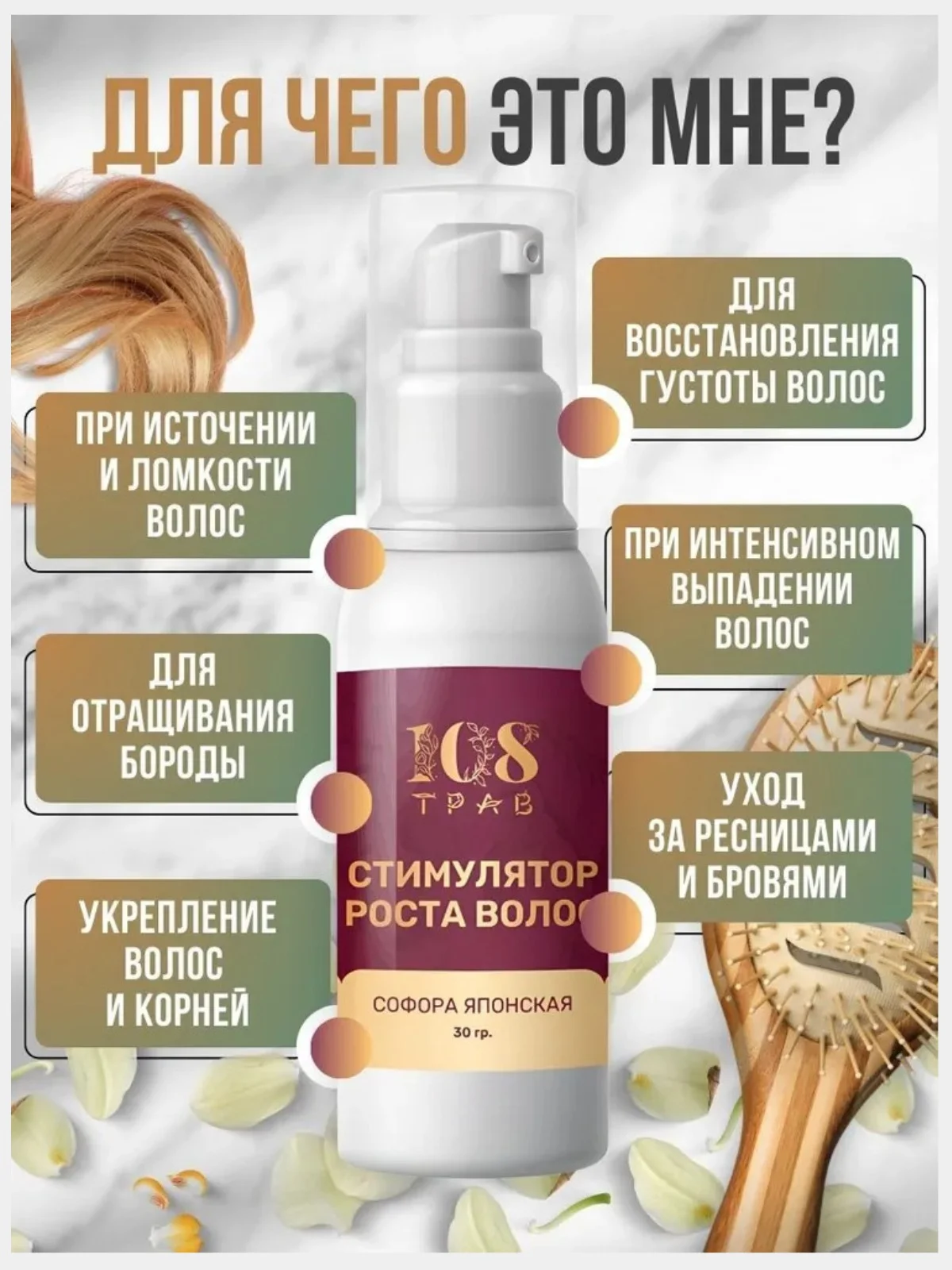 Масло с экстрактом Софоры, спрей для роста волос. Сыворотка активатор от выпадения/ 30мл