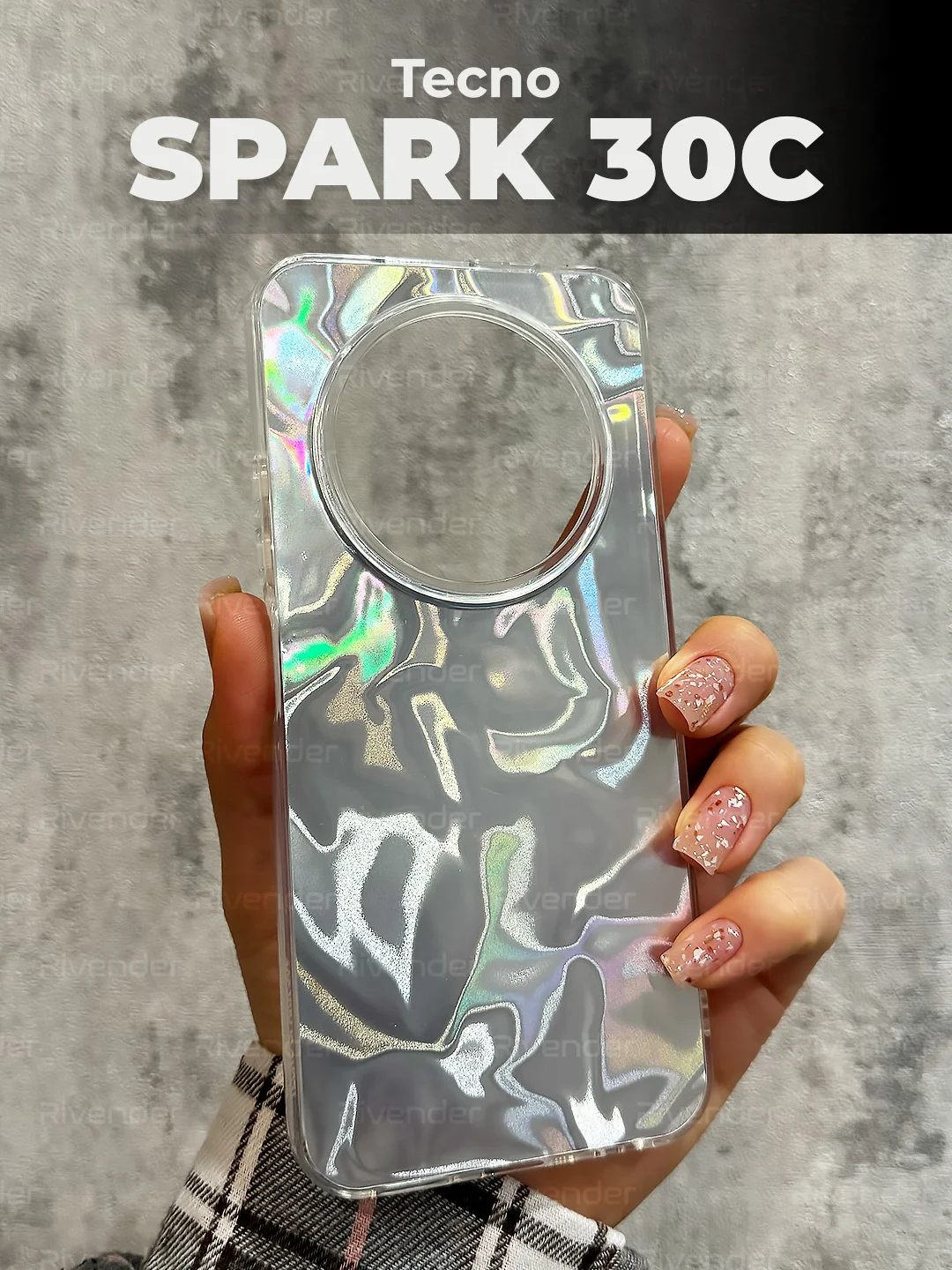 Серый металлик чехол для Tecno Spark 30C (Техно Спарк 30С), переливающийся, с градиентом