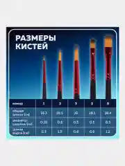 Кисти, кисточки для акварели, гуаши Brauberg 5 штук (синтетика, круглые и плоские), 201024