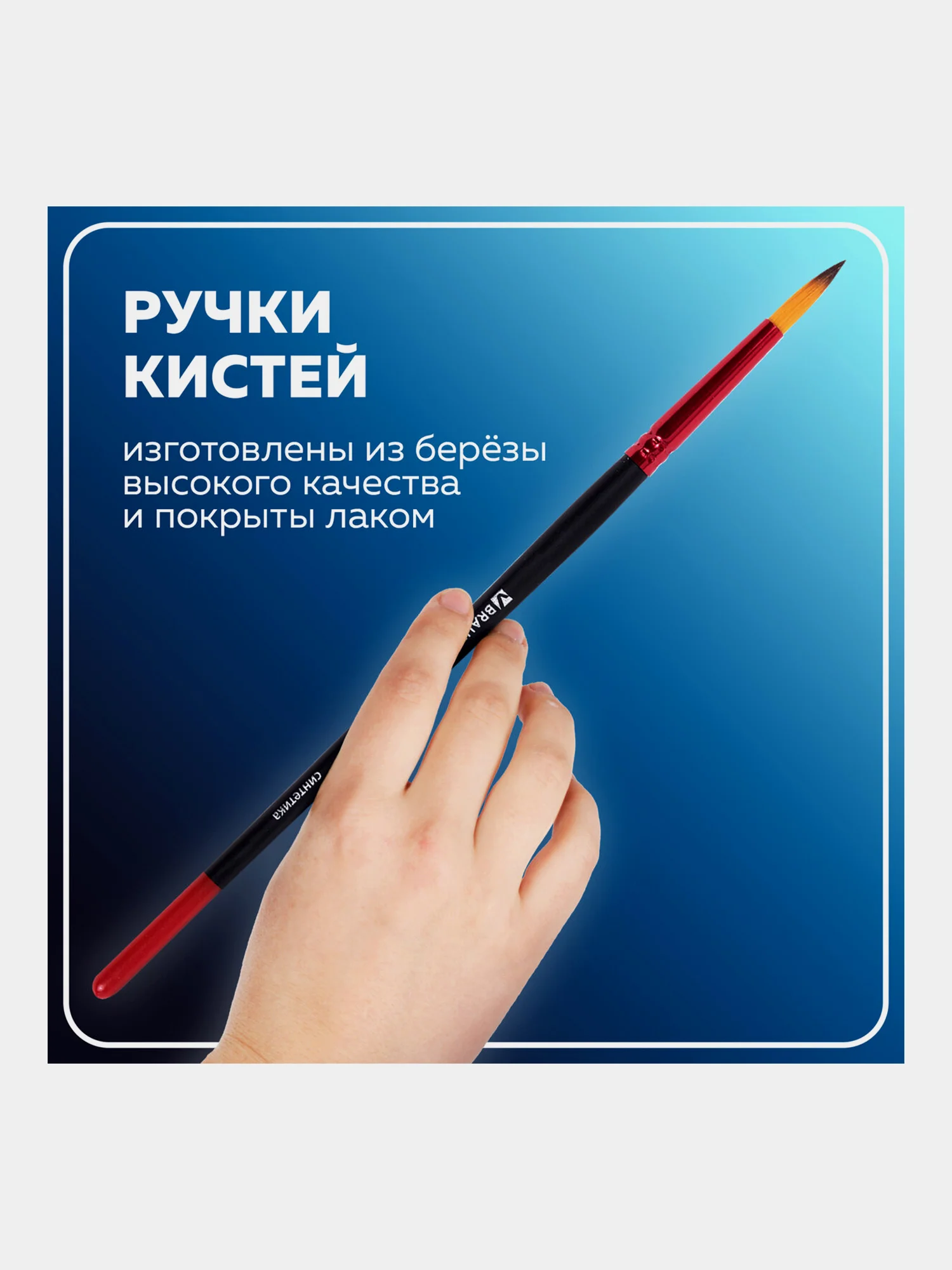 Кисти, кисточки для акварели, гуаши Brauberg 5 штук (синтетика, круглые и плоские), 201024