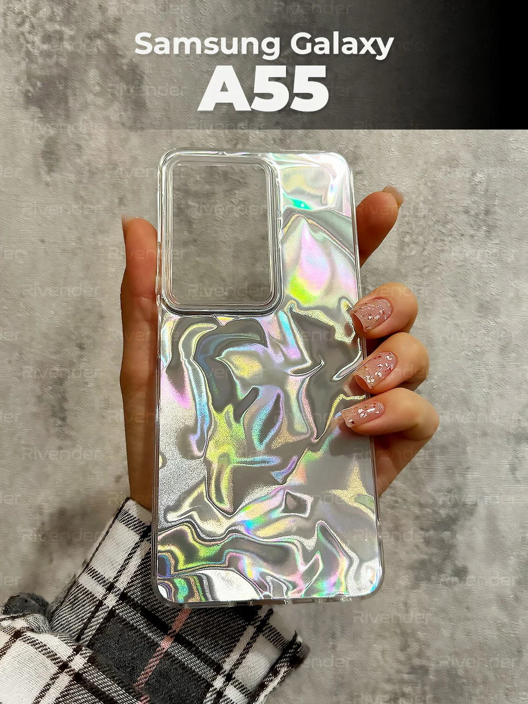 Серый металлик чехол для Samsung Galaxy A55 5G (Самсунг Галакси А55 5 Джи), переливающийся, с градиентом