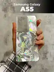 Серый металлик чехол для Samsung Galaxy A55 5G (Самсунг Галакси А55 5 Джи), переливающийся, с градиентом