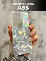 Серый металлик чехол для Samsung Galaxy A55 5G (Самсунг Галакси А55 5 Джи), переливающийся, с градиентом