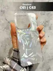 Серый металлик чехол для Realme C61 / C63 (Реалми С61 / С63), переливающийся, с градиентом