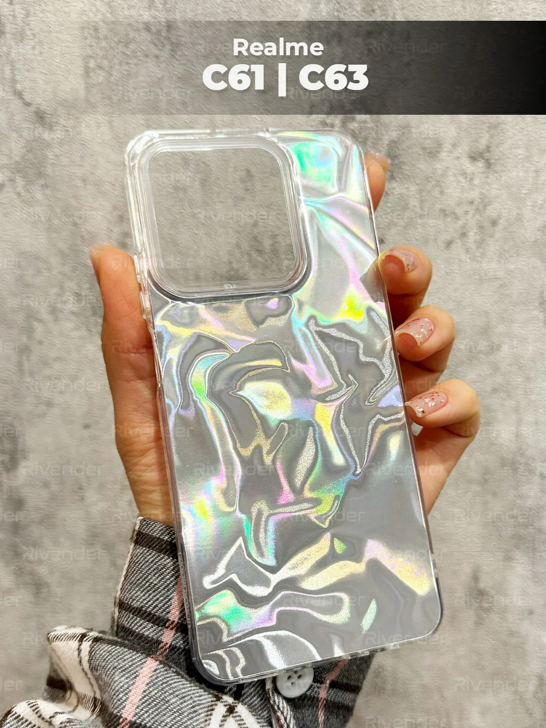 Серый металлик чехол для Realme C61 / C63 (Реалми С61 / С63), переливающийся, с градиентом
