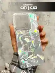 Серый металлик чехол для Realme C61 / C63 (Реалми С61 / С63), переливающийся, с градиентом
