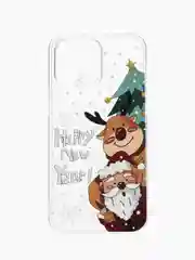 Красный чехол для iPhone 11 12 13 14 15 Pro Max XR Plus mini с принтом новогодний айфон прозрачный