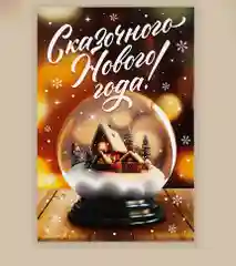Почтовая карточка С Новым годом! в крафтовом конверте 10 х 15 см 8 видов
