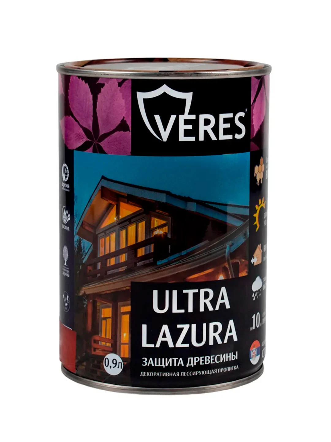 Декоративная пропитка для дерева Veres Classic Lazura №3, матовая, 9 л, тик