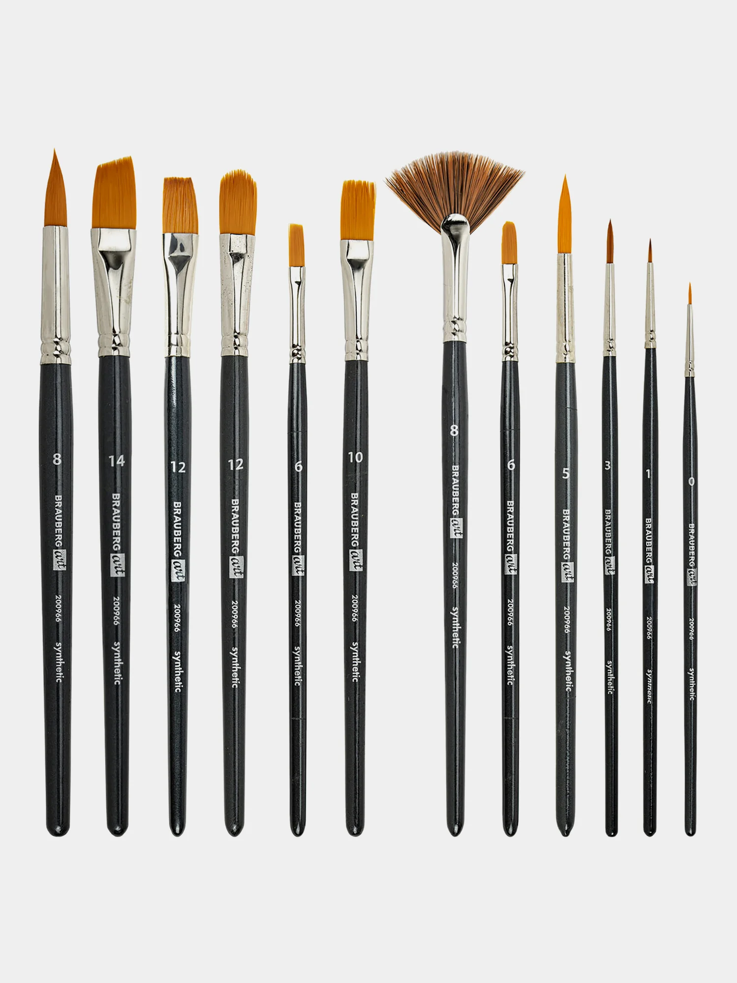 Кисти художественные BRAUBERG ART CLASSIC, набор из 12 штук, в черном пенале, синтетика, 200966