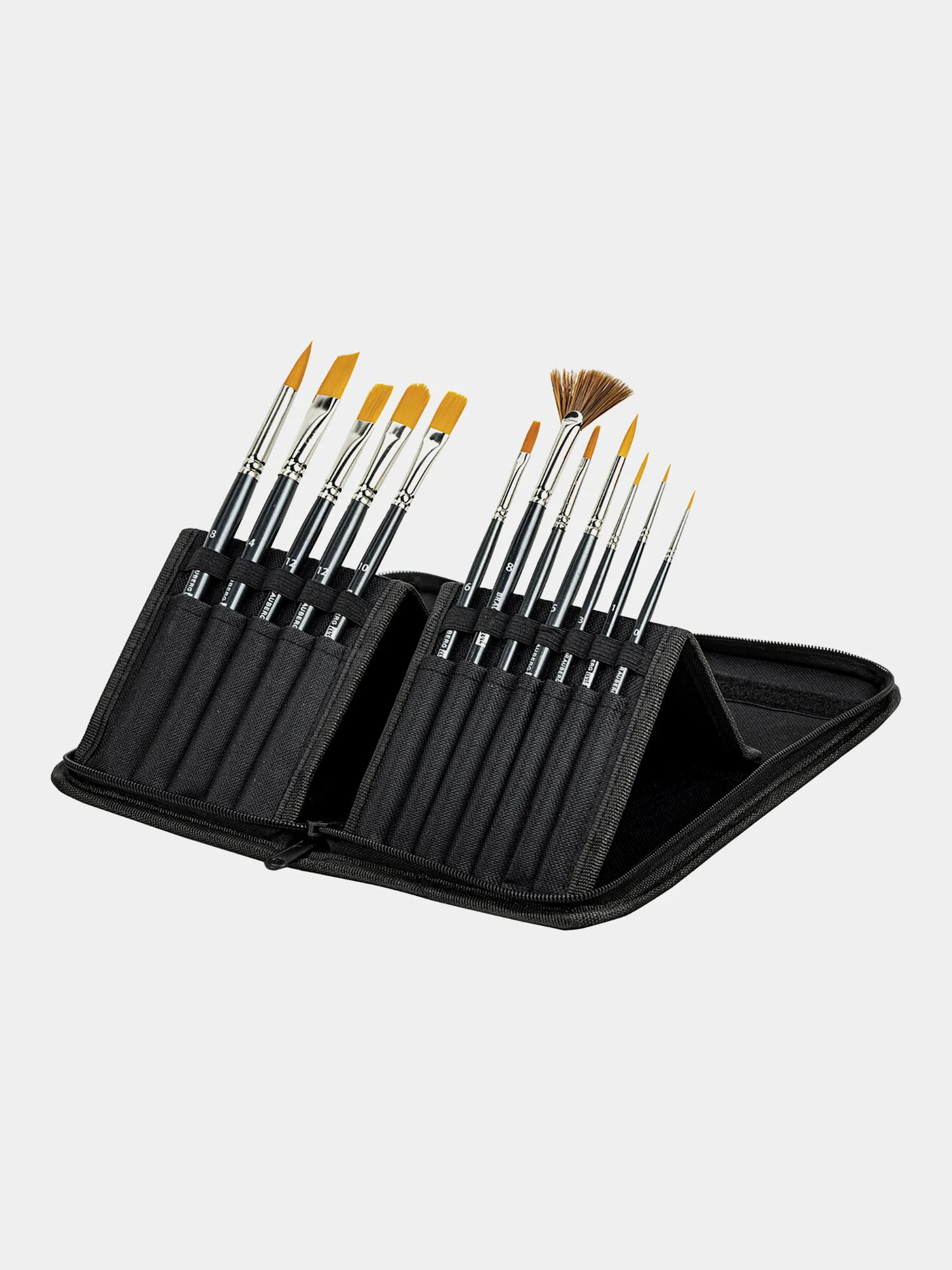 Кисти художественные BRAUBERG ART CLASSIC, набор из 12 штук, в черном пенале, синтетика, 200966