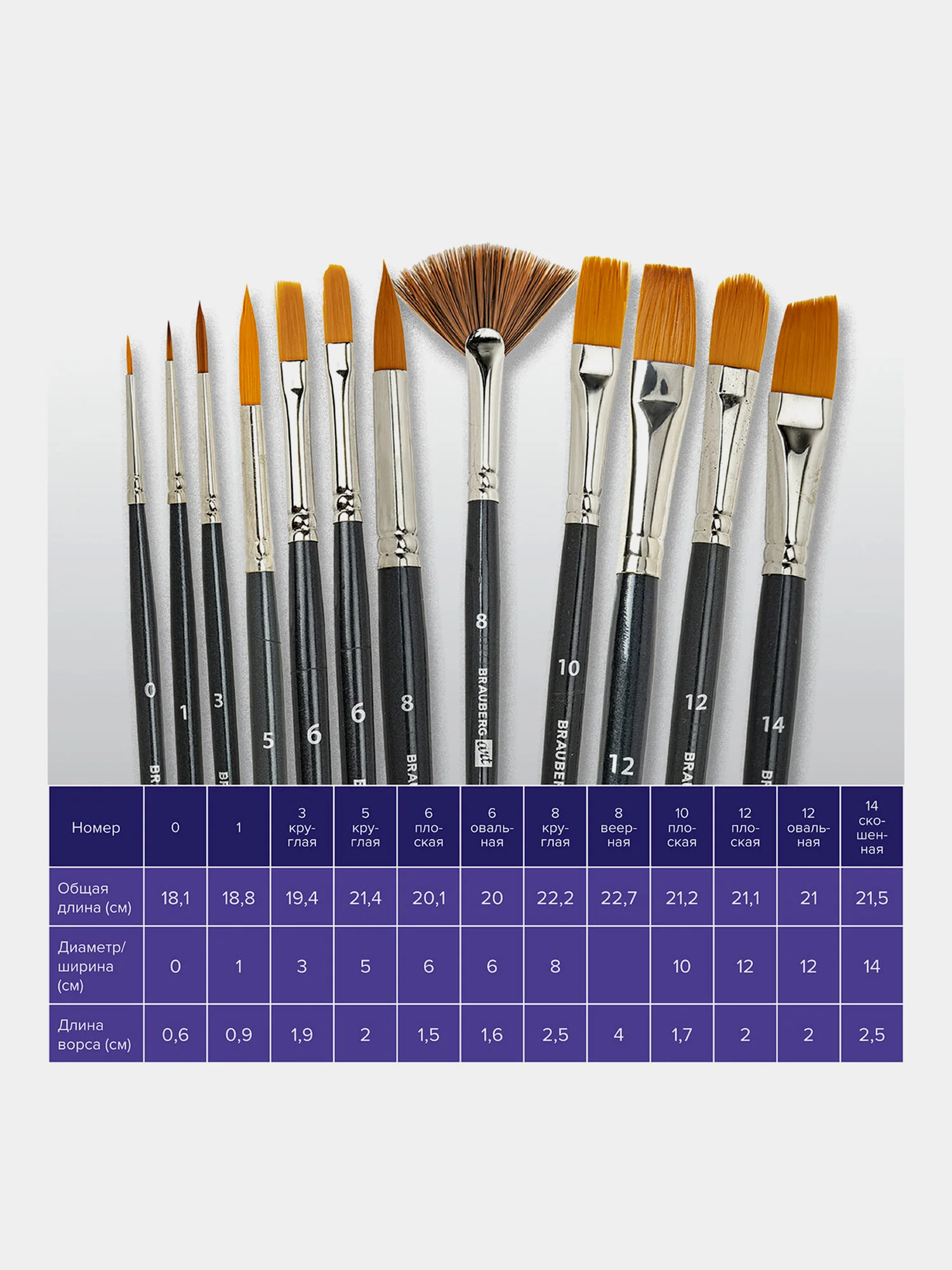 Кисти художественные BRAUBERG ART CLASSIC, набор из 12 штук, в черном пенале, синтетика, 200966