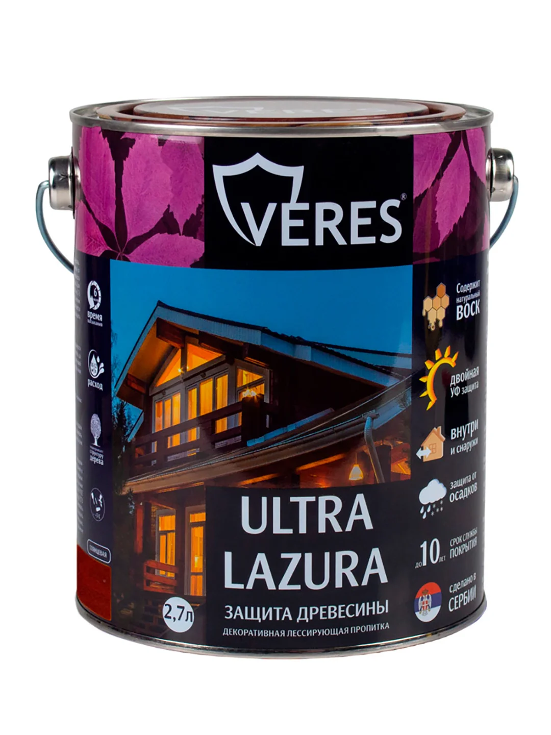 Декоративная пропитка для дерева Veres Classic Lazura №4, матовая, 0,9 л, орех