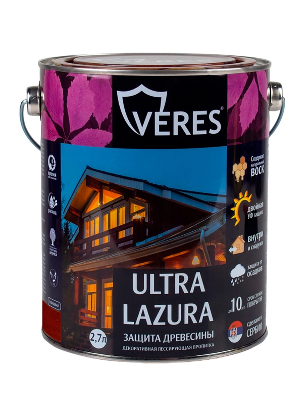 Декоративная пропитка для дерева Veres Classic Lazura №4, матовая, 0,9 л, орех