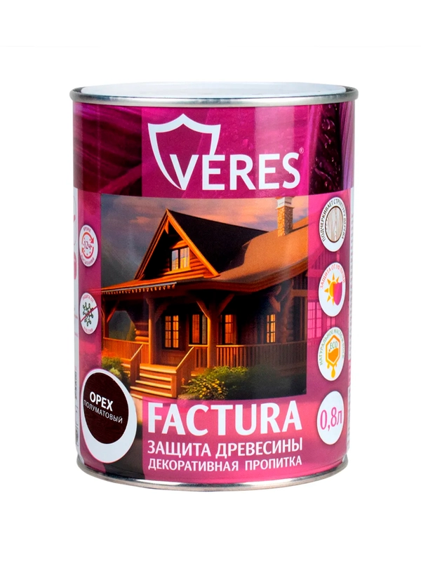 Декоративная пропитка для дерева Veres Gold Lazura №3, глянцевая, 10 л, тик