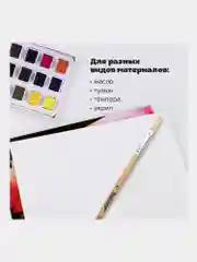 Кисточка (кисть) для рисования, ЩЕТИНА, плоская, № 6 деревянная лакированная ручка, 200872